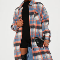 Get Lost Plaid Shacket - Orange/combo