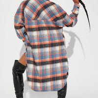 Get Lost Plaid Shacket - Orange/combo