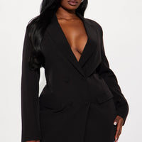 Khloe Lace Up Blazer - Black
