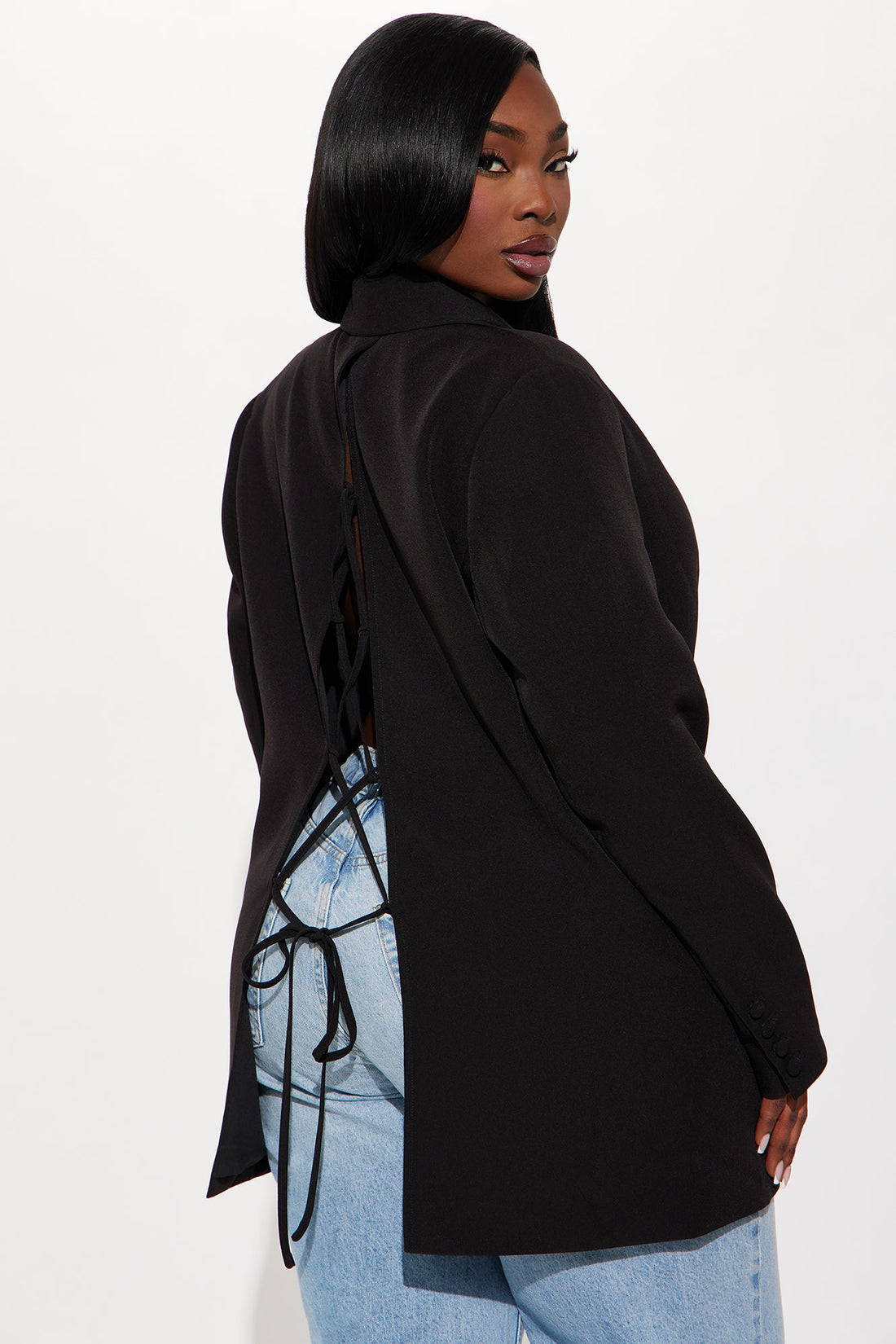 Khloe Lace Up Blazer - Black