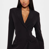 Khloe Lace Up Blazer - Black
