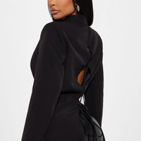 Khloe Lace Up Blazer - Black