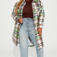 Get Lost Plaid Shacket - Green/combo