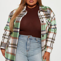 Get Lost Plaid Shacket - Green/combo