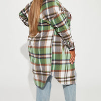 Get Lost Plaid Shacket - Green/combo