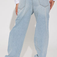 Seeking Thrills Shredded Straight Leg Jeans - Light Wash