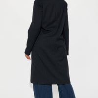 Business Plans Pinstripe Long Blazer - Black/combo