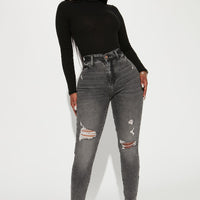 Living Life High Stretch Skinny Jeans - Black Wash