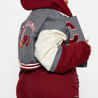 Cali Teddy Bomber Jacket - Grey/Combo