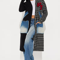 Patched Up In New York Long Blazer - Black/combo