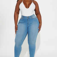 Flex Game Strong Low Rise Skinny Jeans - Light Blue Wash