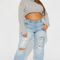 Seeking Thrills Shredded Straight Leg Jeans - Light Wash