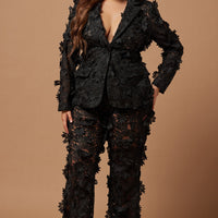 Denise Embroidered Blazer - Black