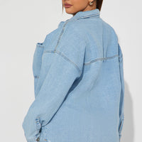 Had Me At Hello Denim Shacket - Light Wash