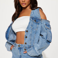 Multiple Reasons Convertible Denim Jacket - Medium Wash