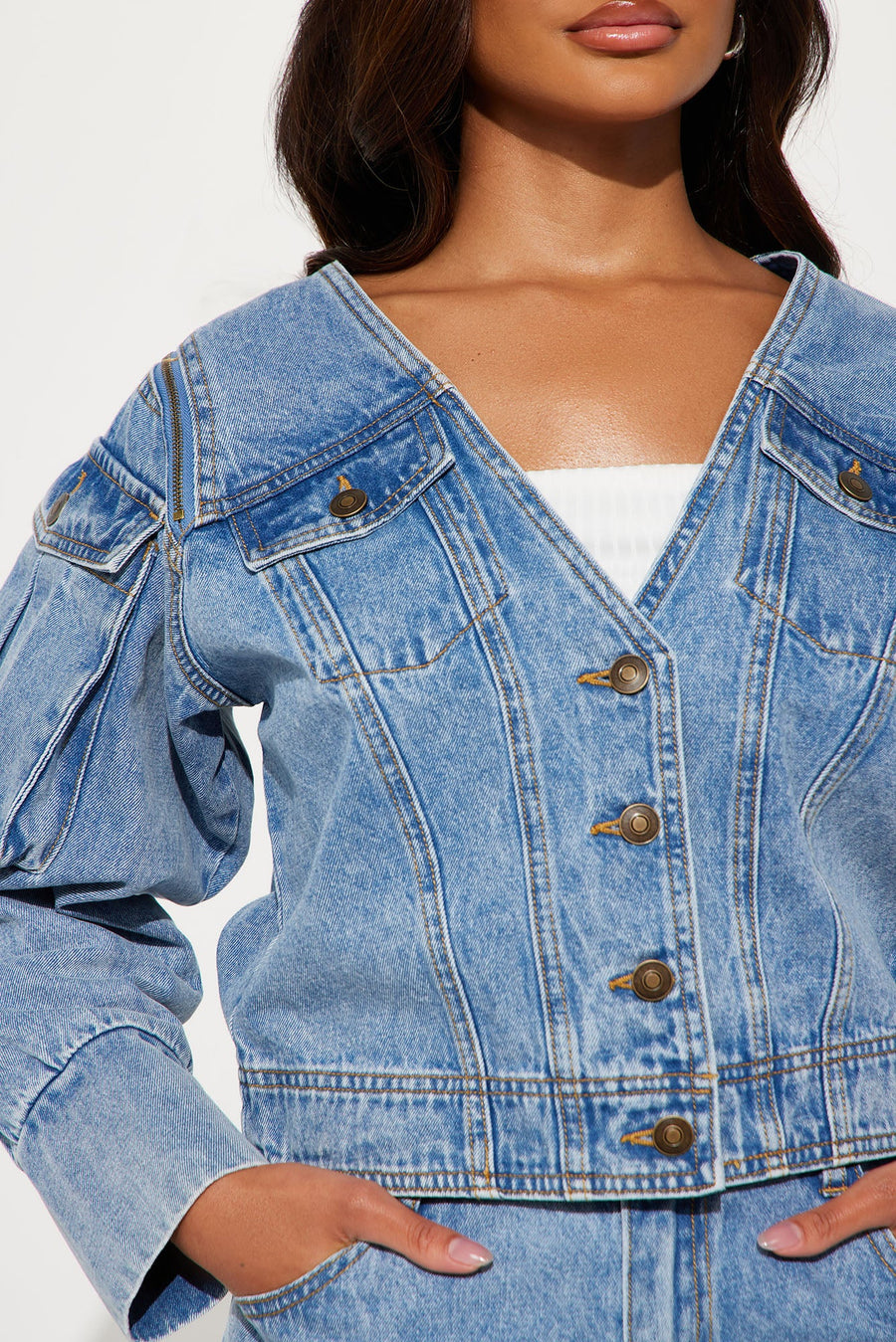 Multiple Reasons Convertible Denim Jacket - Medium Wash