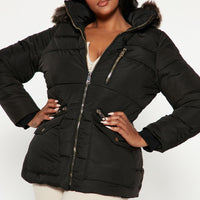Cool Vibes Puffer Coat - Black