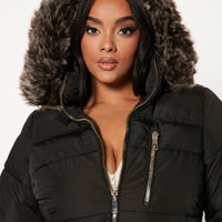 Cool Vibes Puffer Coat - Black