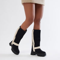 Aspen Sherpa Knee High Boots - Black