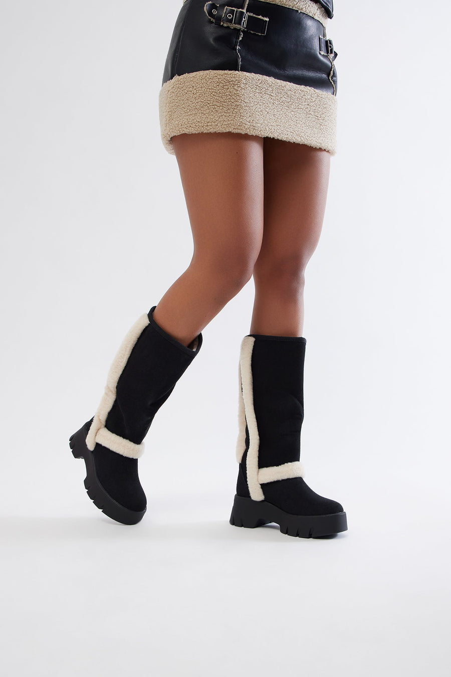 Aspen Sherpa Knee High Boots - Black