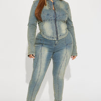 Moto Mayhem Stretch Denim Jacket - Medium Wash