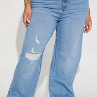 Nova 90's Vintage Stretch Wide Leg Jeans - Light Wash