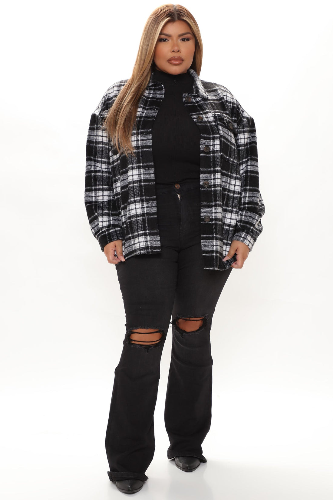 Jessie Mid Rise Distressed Bootcut Jean - Black