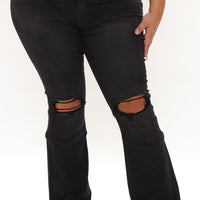 Jessie Mid Rise Distressed Bootcut Jean - Black