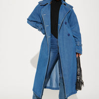 Follow Me Denim Trench - Medium Wash