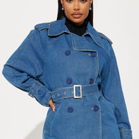 Follow Me Denim Trench - Medium Wash