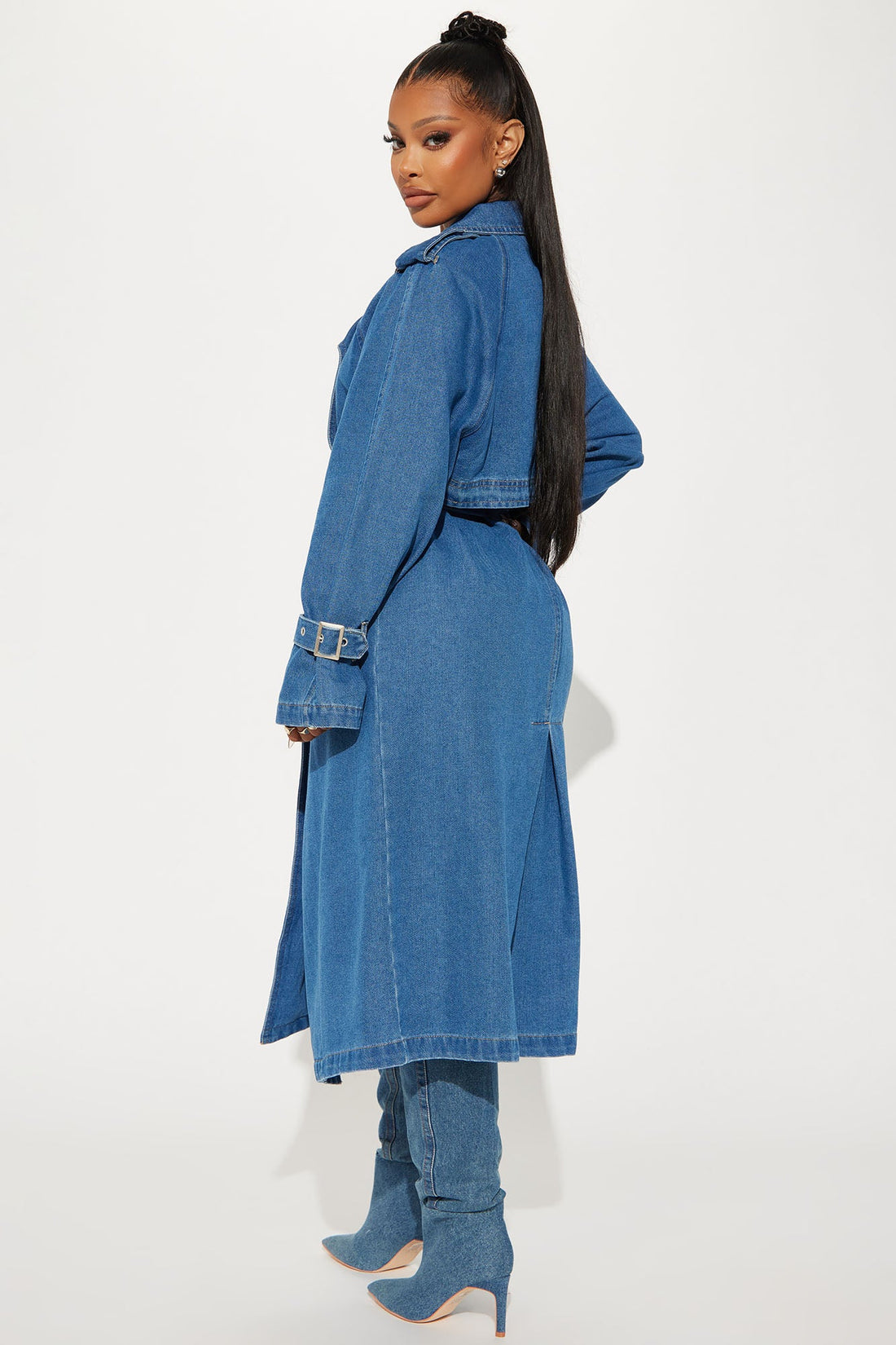 Follow Me Denim Trench - Medium Wash