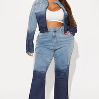 Out Of Reach Ombre Moto Denim Jacket - Medium Wash