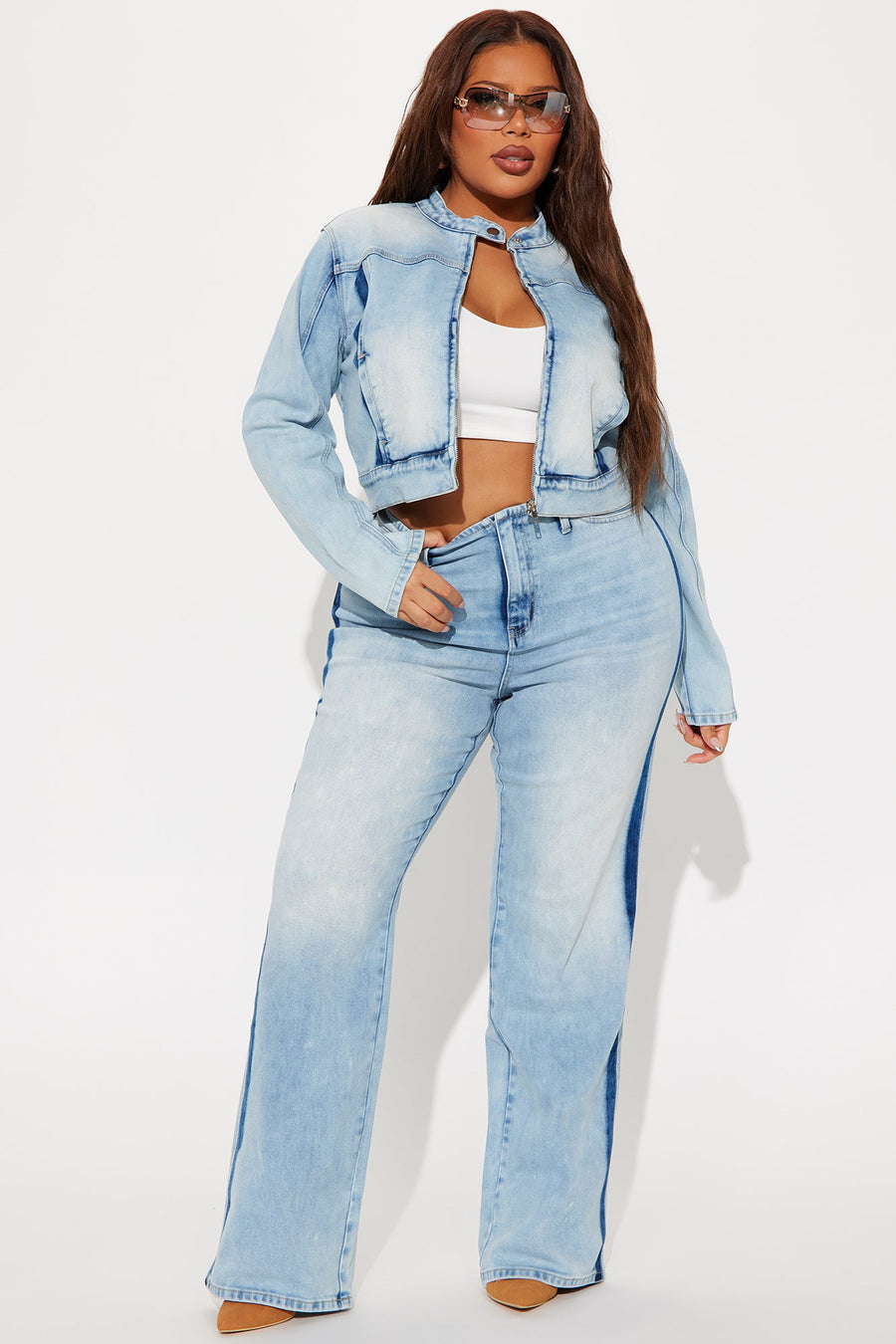 Speed It Up Stretch Moto Denim Jacket - Light Wash
