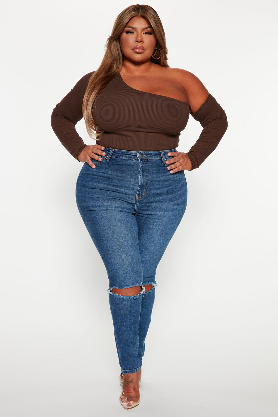 Lots Of Love Ripped Skinny Jeans - Dark Wash