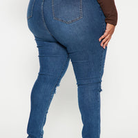 Lots Of Love Ripped Skinny Jeans - Dark Wash