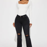 Jessie Mid Rise Distressed Bootcut Jean - Black