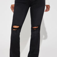 Jessie Mid Rise Distressed Bootcut Jean - Black