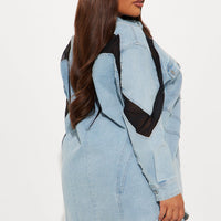 Switching Gears Stretch Denim Shacket - Light Wash