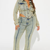 Vittoria Tinted Denim Trucker Jacket - Light Wash