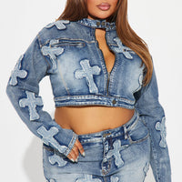 Cross Your Mind Denim Jacket - Medium Wash