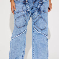 Taking A Chance Easy Waist Wide Leg Jeans - Light Wash