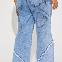 Taking A Chance Easy Waist Wide Leg Jeans - Light Wash