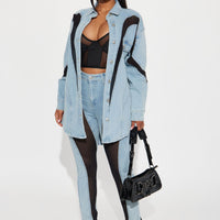 Switching Gears Stretch Denim Shacket - Light Wash