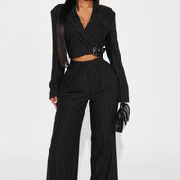 Breakeven Pinstripe Blazer - Black