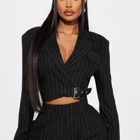 Breakeven Pinstripe Blazer - Black