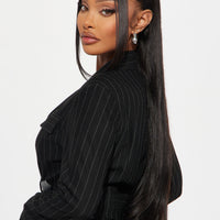 Breakeven Pinstripe Blazer - Black