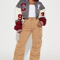 Cali Teddy Bomber Jacket - Grey/Combo