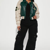 Walk The Hallways Varsity Jacket - Green/combo