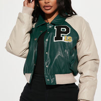 Walk The Hallways Varsity Jacket - Green/combo