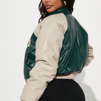 Walk The Hallways Varsity Jacket - Green/combo